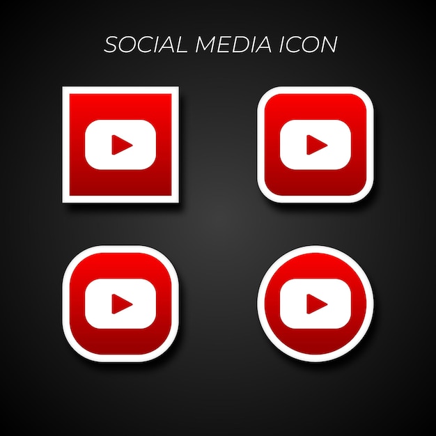 plantilla de íconos de redes sociales de YouTube para múltiples propósitos