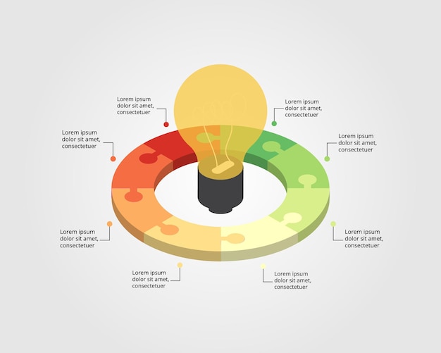 Plantilla de idea de burb ligero para infografía para presentación de 8 elementos