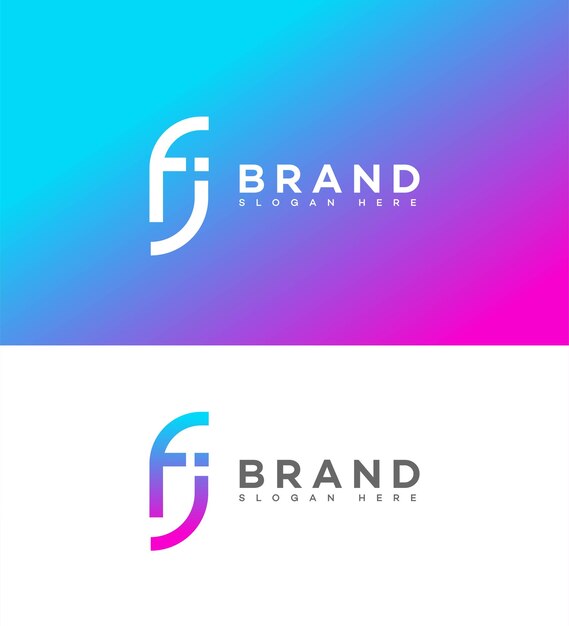 plantilla de identidad de marca con el icono de la letra FJJ