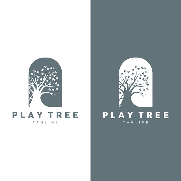 Plantilla de Illustrator de vectores de diseño de plantas con logotipo de árbol