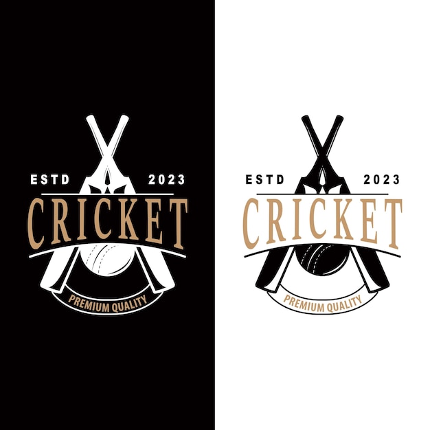 Plantilla de Illustrator vectorial de diseño de logotipo deportivo de Cricket