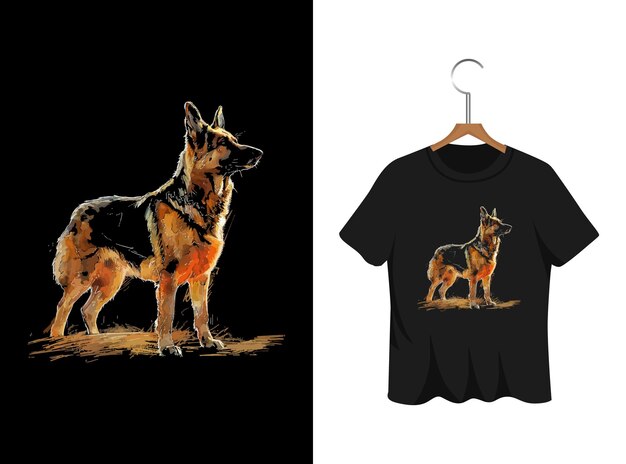 plantilla de ilustración de camiseta de perro futurista