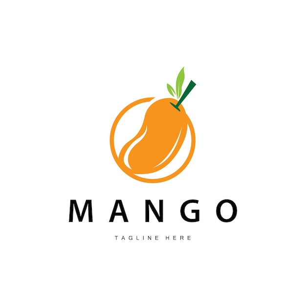 plantilla de ilustración de diseño gráfico de mango fresco planta de jardín de frutas logotipo de mango