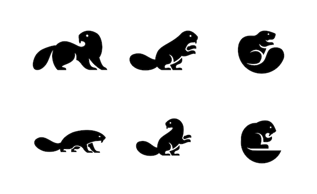 plantilla de ilustración del diseño del icono del logotipo del castor