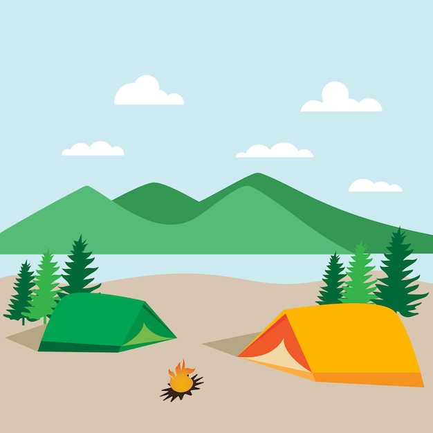 Plantilla de ilustración de diseño de icono de vector de elemento de campamento