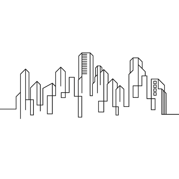 Plantilla de ilustración de diseño de icono de vector de línea de construcción de ciudad