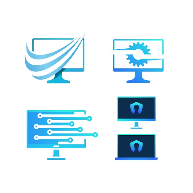Plantilla de ilustración de diseño de icono de vector de logotipo de computadora