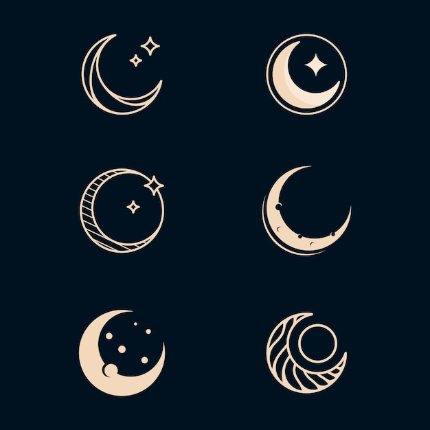 Plantilla de ilustración de diseño de icono de vector de luna