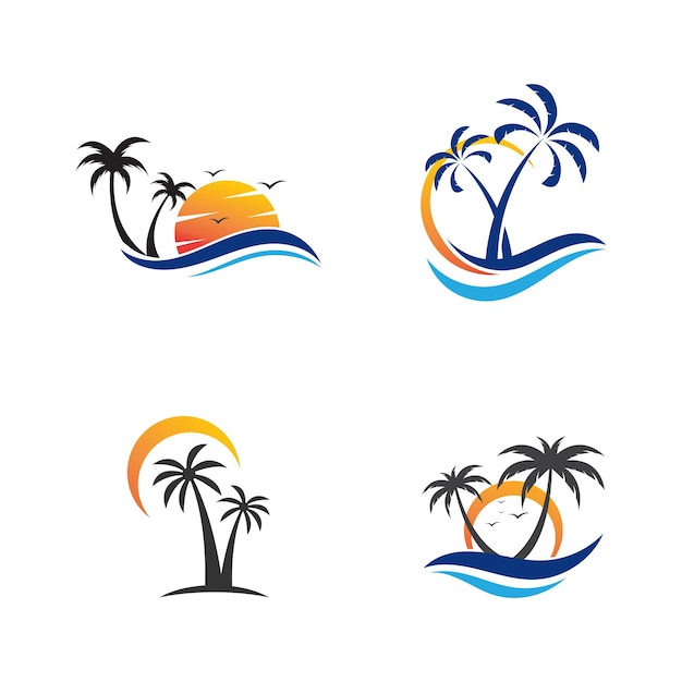 Plantilla de ilustración de diseño de icono de vector de playa de verano