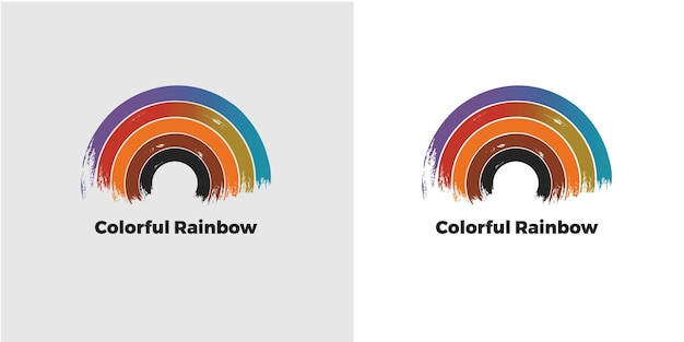 plantilla de ilustración del diseño del logotipo del icono del arco iris vectorial