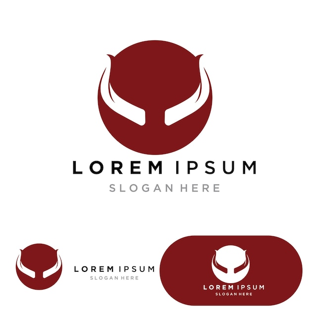 Plantilla de ilustración de diseño de logotipo de icono de vector de cuerno de diablo
