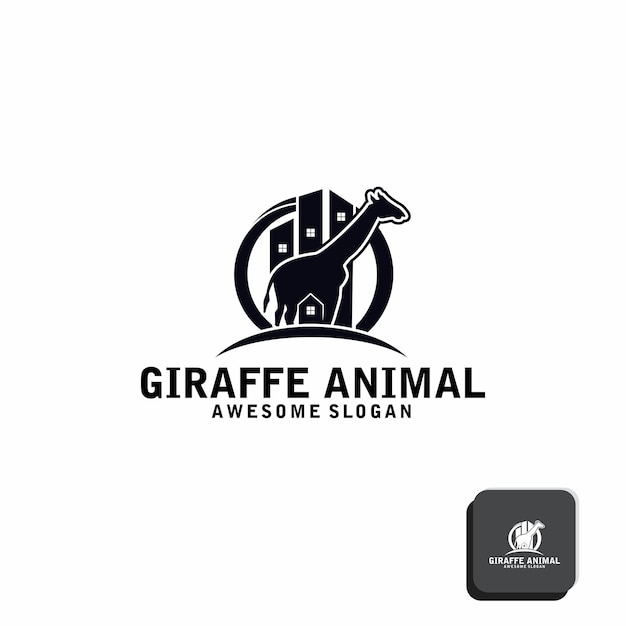 plantilla de ilustración de diseño de logotipo de jirafa animal