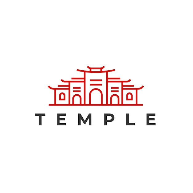 Plantilla de ilustración de diseño de logotipo de templo Monoline de arte lineal