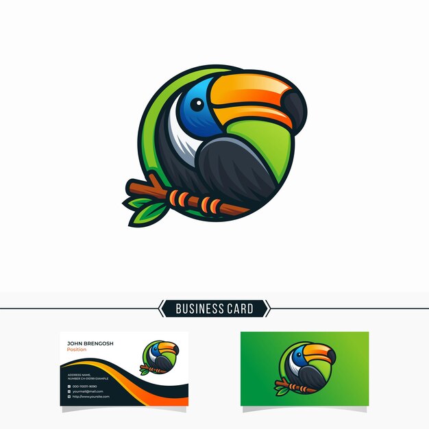Plantilla de ilustración de diseño de logotipo de tucán moderno