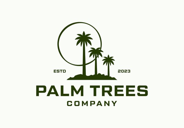 Plantilla de ilustración del diseño del logotipo vintage de la palmera tropical