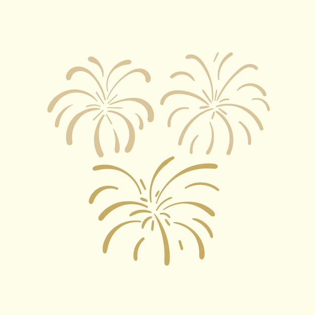 Vector plantilla de ilustración de fuegos artificiales dorados dibujados a mano vectorial garabato galletas de fuego aisladas sobre fondo blanco