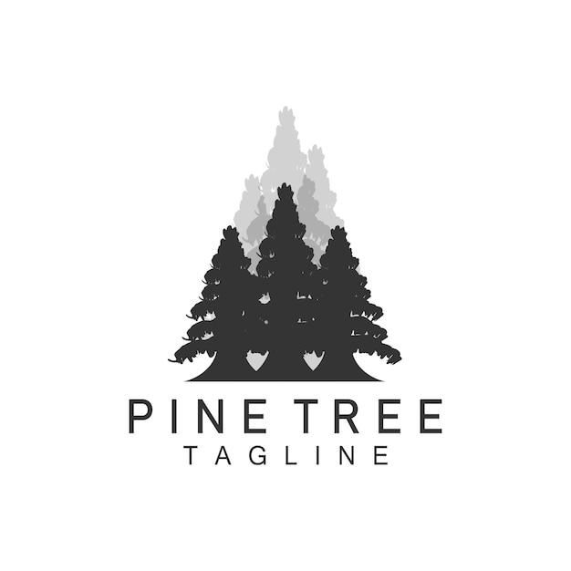 Plantilla de ilustración de icono de diseño de silueta de árbol vectorial de planta verde con logotipo de árbol de pino