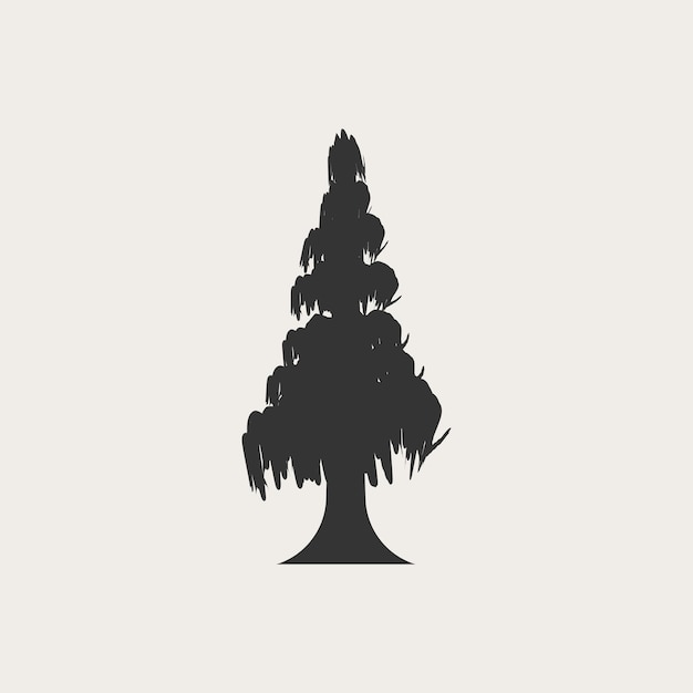 Plantilla de ilustración de icono de diseño de silueta de árbol vectorial de planta verde con logotipo de árbol de pino