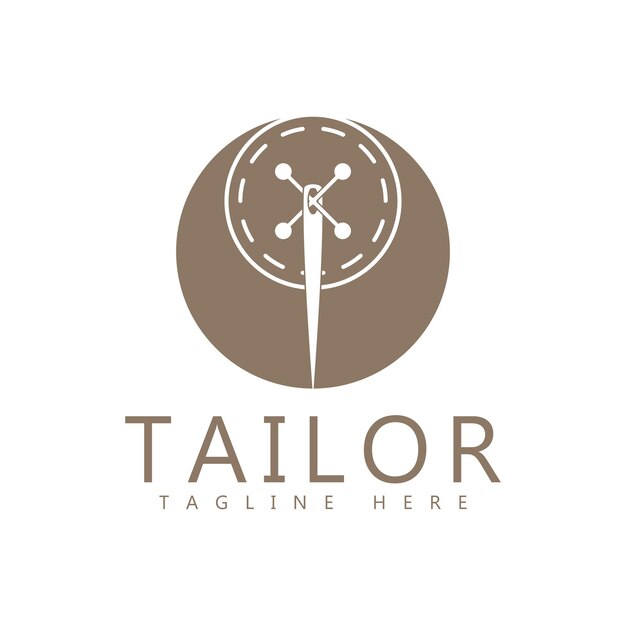 plantilla de ilustración de icono de sastre combinación de botones para hilo de ropa y máquina de coser para diseño de productos de ropa