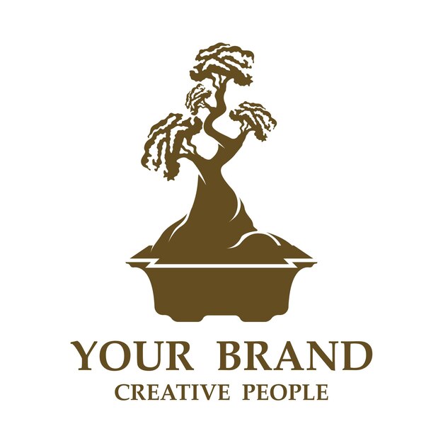 plantilla de ilustración de la idea de diseño del logotipo vectorial del árbol de bonsai