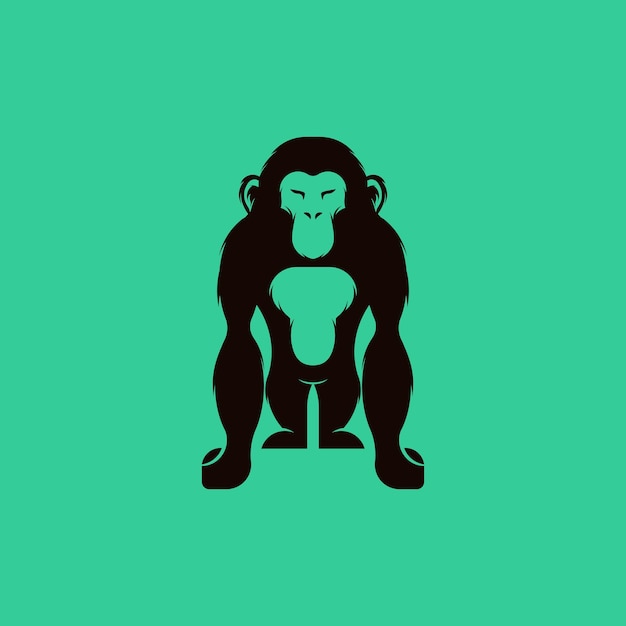 Plantilla de ilustración de logotipo de mono chimpancé simple y fresco Puede usarse para digital e impresión