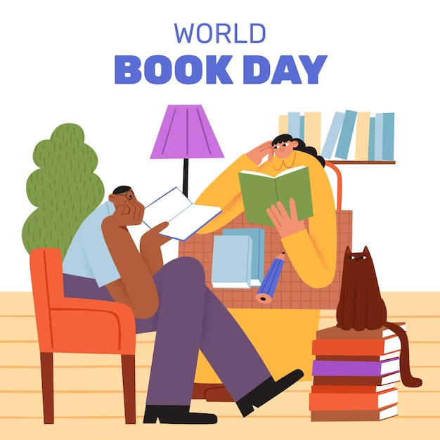 Vector plantilla de ilustración plana para la celebración del día mundial del libro