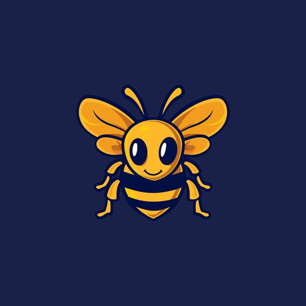 plantilla de ilustración plana vectorial de diseño de logotipo de abeja