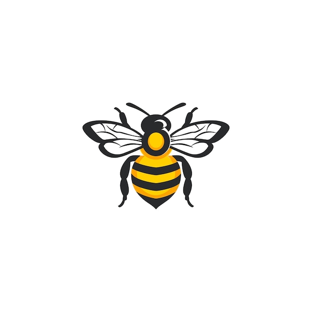 plantilla de ilustración plana vectorial de diseño de logotipo de abeja