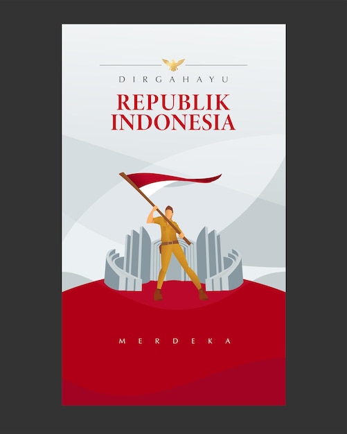 plantilla de ilustración realista del día de la independencia de Indonesia