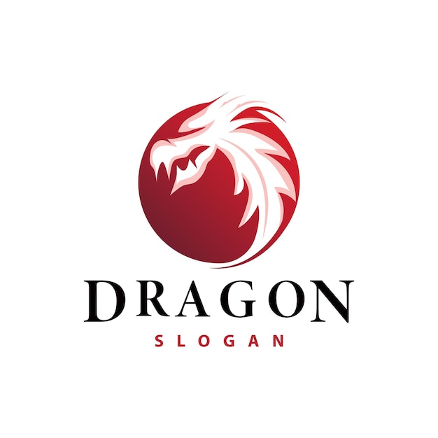 Plantilla de ilustración de silueta de dragón de leyenda animal de diseño simple de logotipo de dragón
