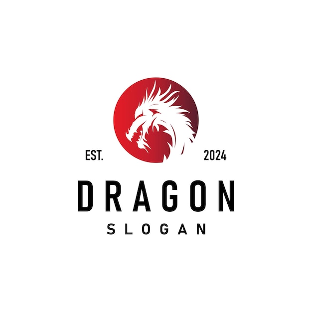 Plantilla de ilustración de silueta de dragón de leyenda animal de diseño simple de logotipo de dragón