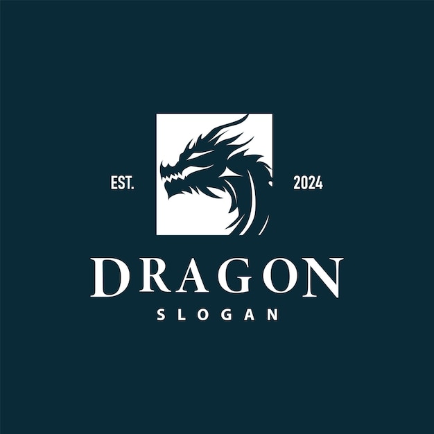 Plantilla de ilustración de silueta de dragón de leyenda animal de diseño simple de logotipo de dragón