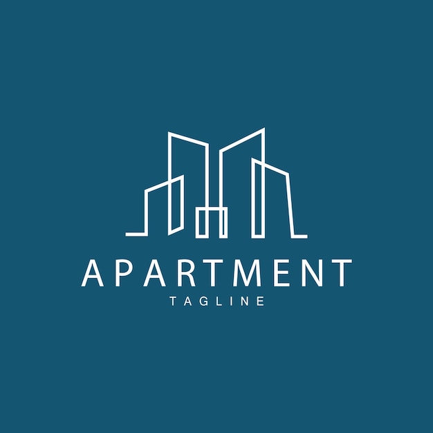 Plantilla de ilustración de símbolo vectorial de línea de estilo de diseño moderno del logotipo del edificio de apartamentos