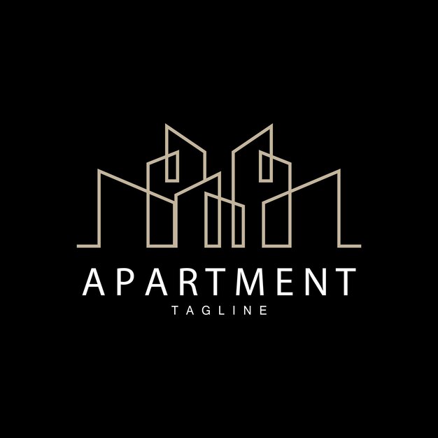 Plantilla de ilustración de símbolo vectorial de línea de estilo de diseño moderno del logotipo del edificio de apartamentos