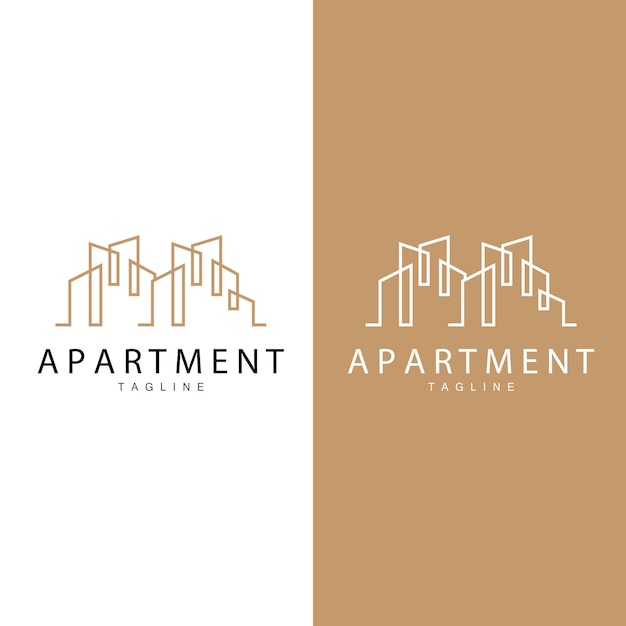 Plantilla de ilustración de símbolo vectorial de línea de estilo de diseño moderno del logotipo del edificio de apartamentos