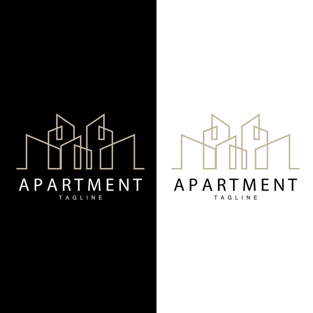 Plantilla de ilustración de símbolo vectorial de línea de estilo de diseño moderno del logotipo del edificio de apartamentos