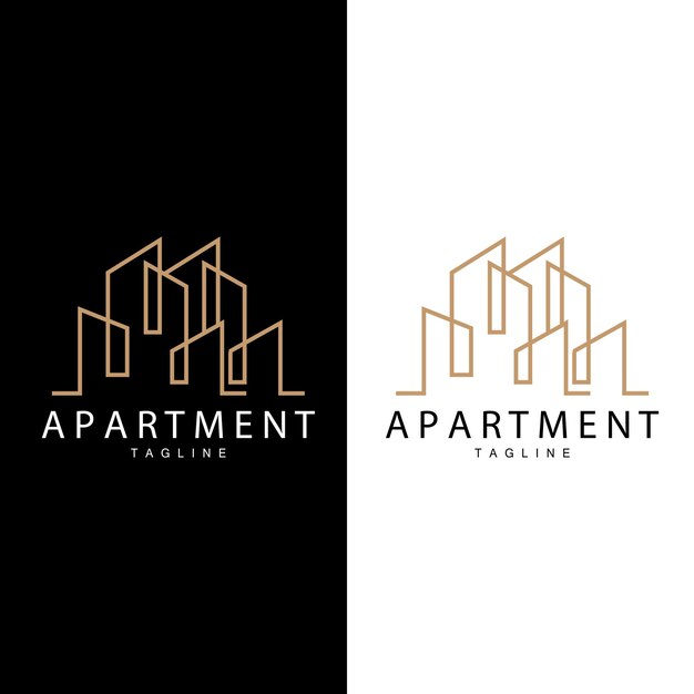 Plantilla de ilustración de símbolo vectorial de línea de estilo de diseño moderno del logotipo del edificio de apartamentos