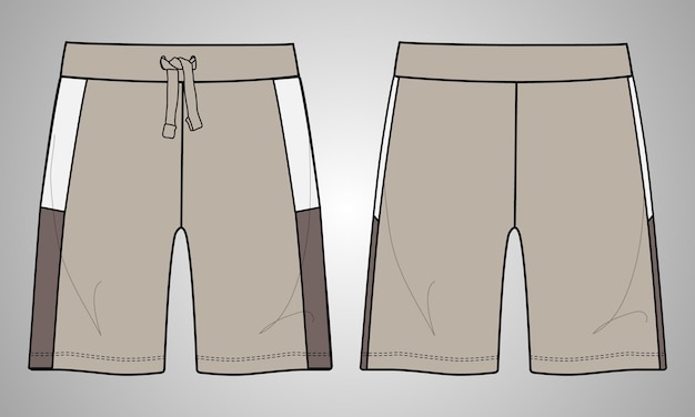 Vector plantilla de ilustración de vector de boceto plano de moda técnica de pantalón corto para niños