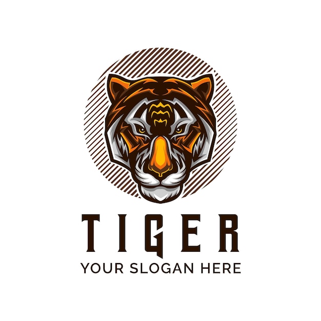 Plantilla de ilustración de vector de cabeza de logotipo de tigre