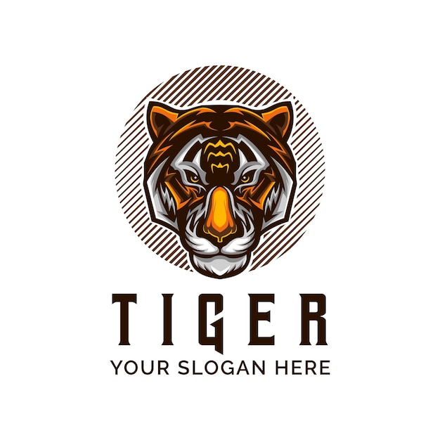 Vector plantilla de ilustración de vector de cabeza de logotipo de tigre