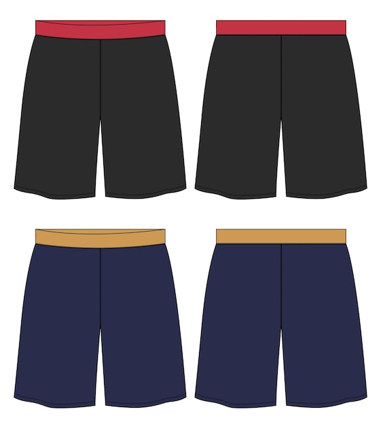 Vector plantilla de ilustración de vector de dibujo plano de moda técnica de pantalones cortos