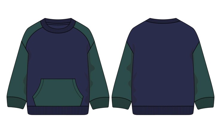Vector plantilla de ilustración de vector de dibujo plano de moda técnica de sudadera