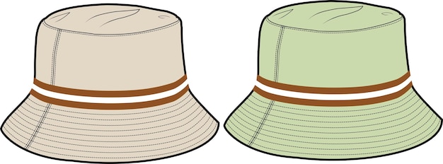 Plantilla de ilustración de vector de dibujo técnico de dibujo plano de moda de sombrero