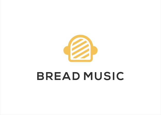 plantilla de ilustración de vector de diseño de logotipo de auriculares de música de pan de panadería