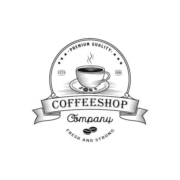 Plantilla de ilustración de vector de diseño de logotipo de cafetería vintage retro