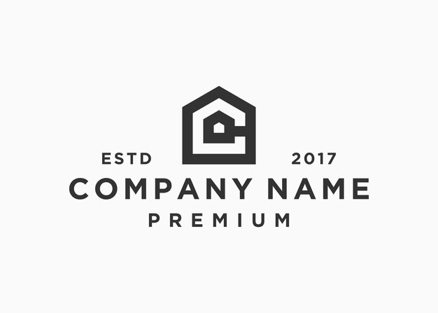 plantilla de ilustración de vector de diseño de logotipo de casa de letra inicial c