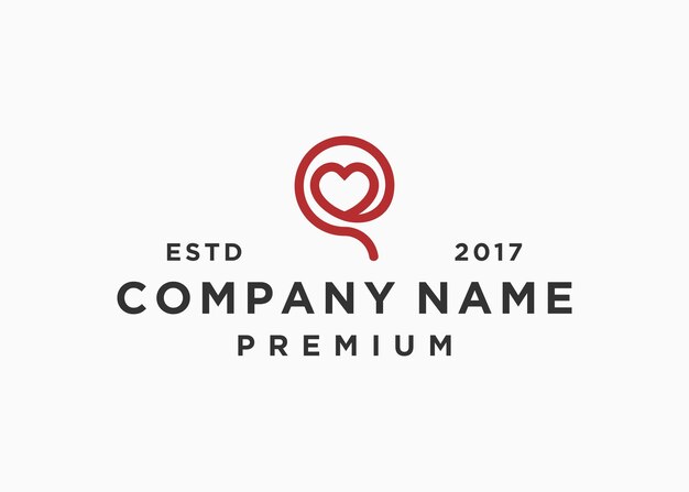 plantilla de ilustración de vector de diseño de logotipo de corazón de letra q