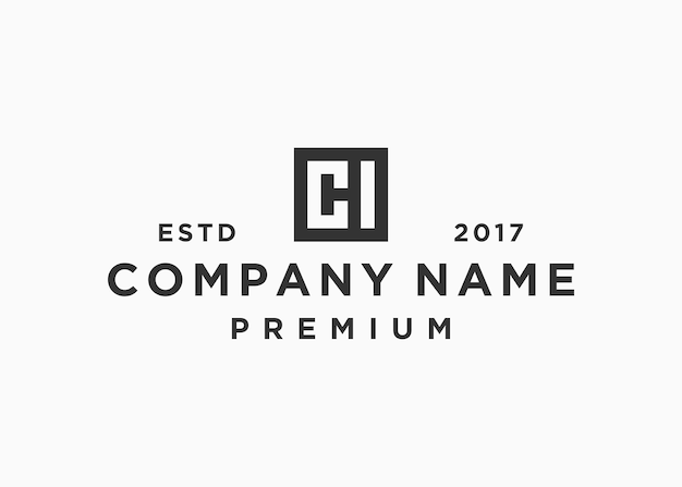 plantilla de ilustración de vector de diseño de logotipo cuadrado de letra ch