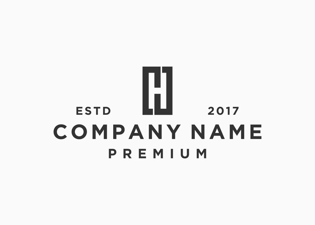 plantilla de ilustración de vector de diseño de logotipo cuadrado de letra ch