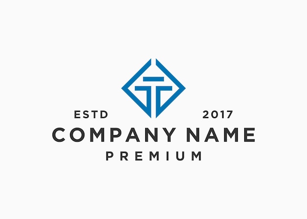 plantilla de ilustración de vector de diseño de logotipo cuadrado de letra gt